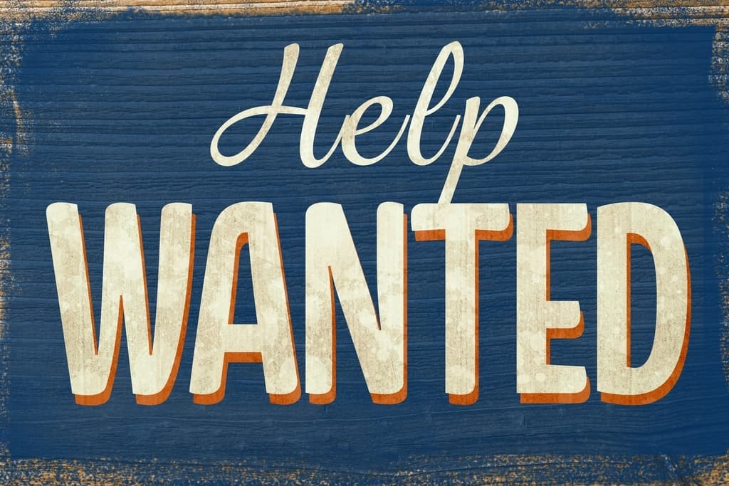 A Vintage help wanted sign